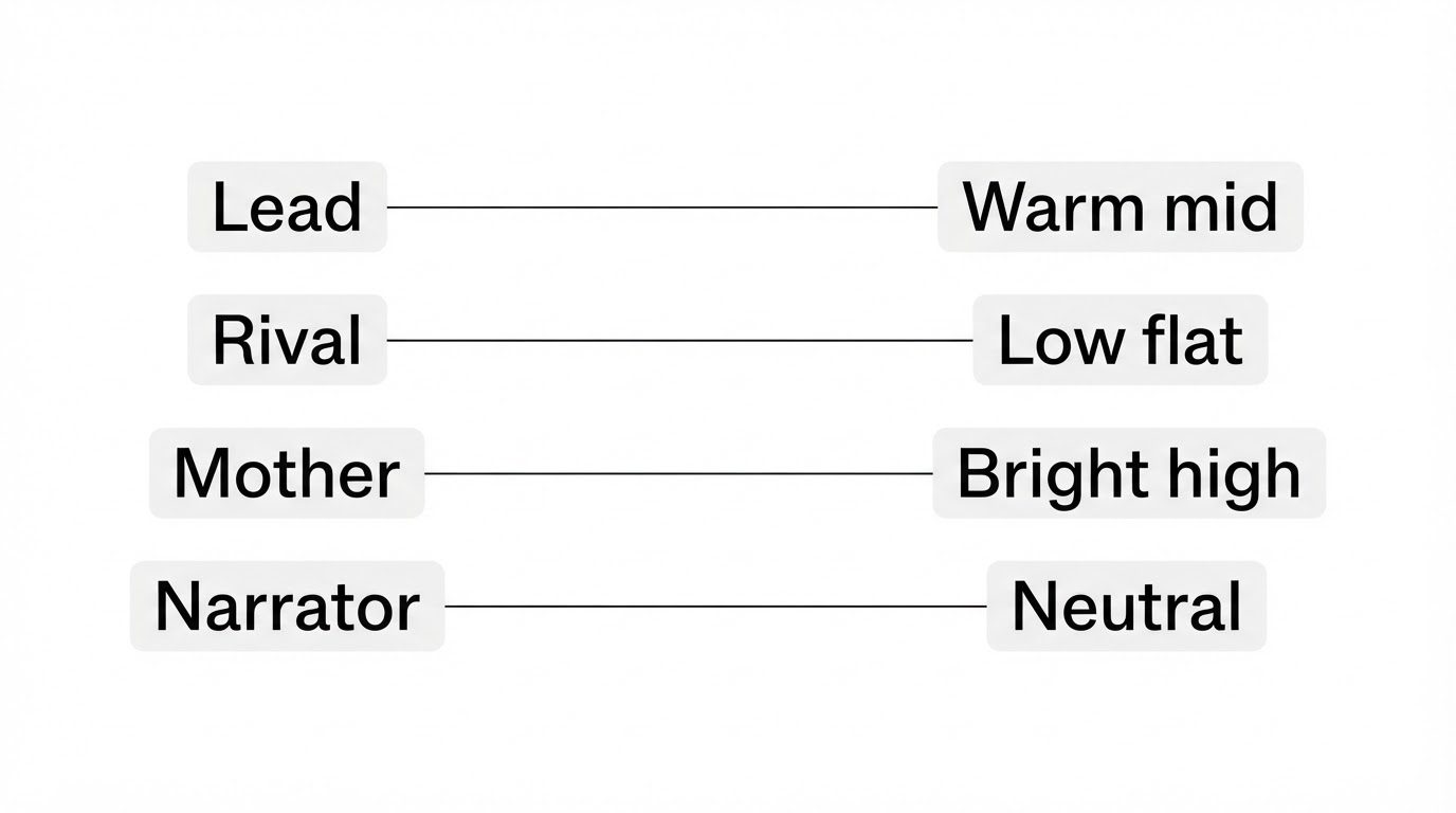 Mapping four characters to four distinct voice colours