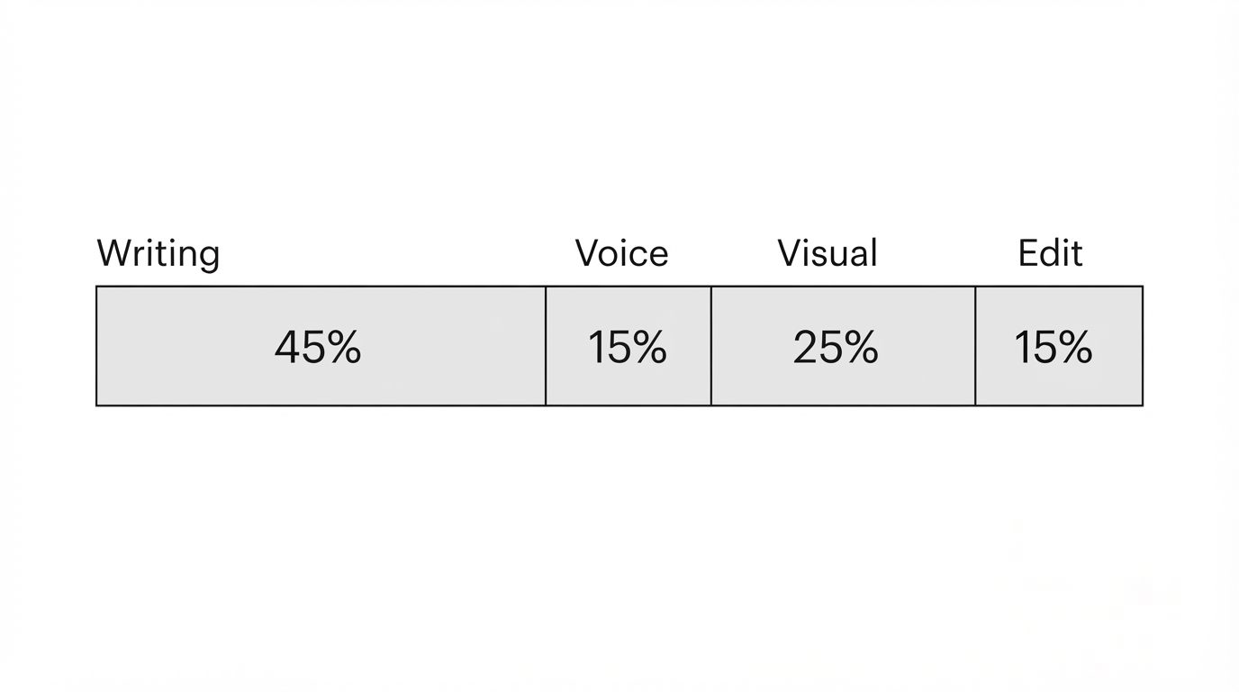 Time split across writing, voice, visual, and editing stages of short drama production