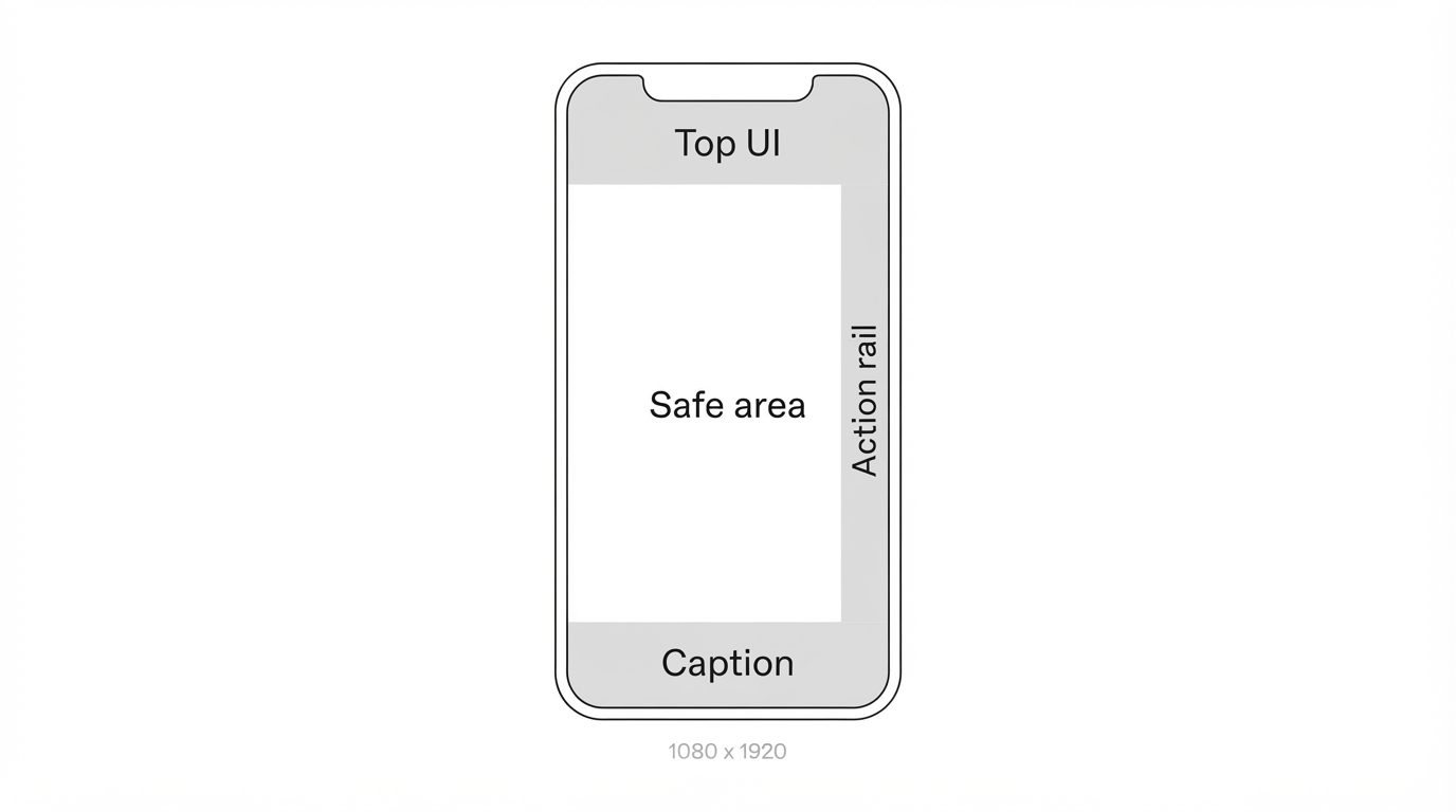Safe area diagram for a 1080x1920 vertical frame with app interface zones