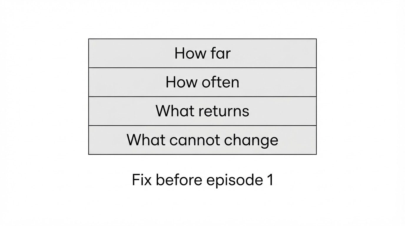 Card of four time travel rules: distance, frequency, what returns, what cannot change