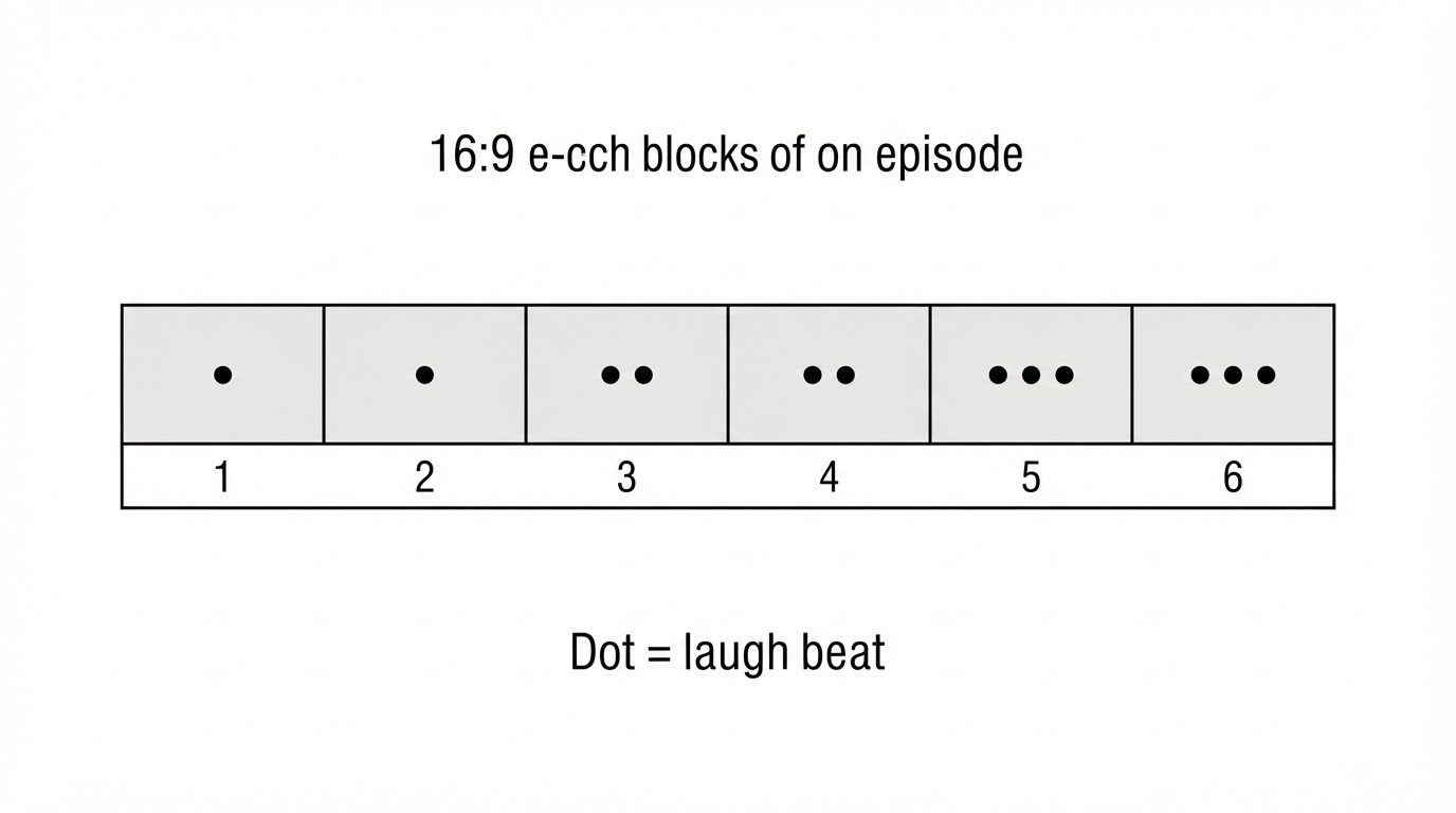Laugh beat density rising from the start to the end of a comedy episode